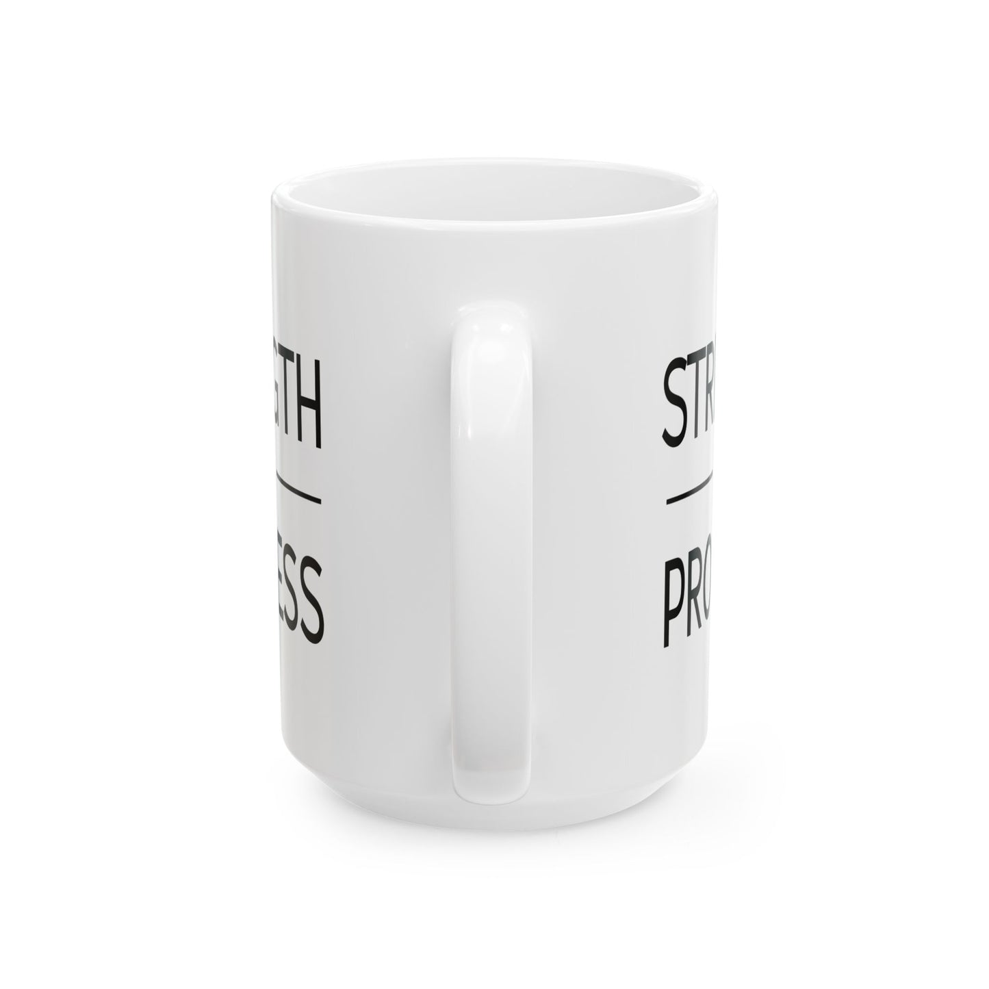 Inspirational Ceramic Mug - Strength in Progress - Perfect Gift for Fitness Enthusiasts