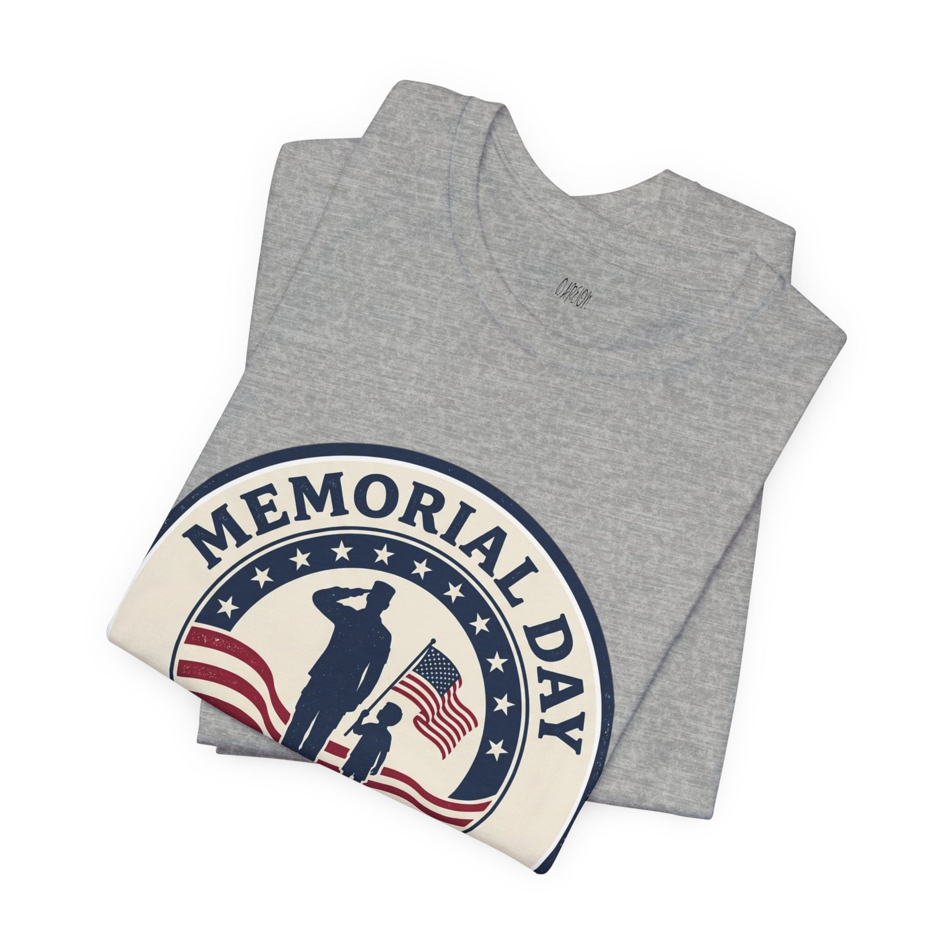 Gray tank top with Memorial Day graphic on a white background