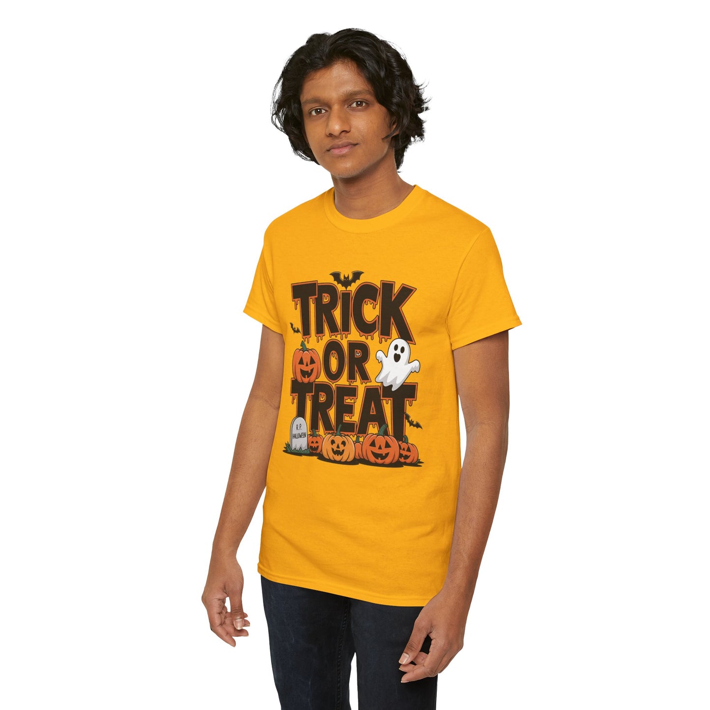 Men's Halloween T-Shirt - Trick or Treat Graphic Tee, Spooky Shirt, Fall Fashion, Halloween Party Top, Ghost and Pumpkin Design