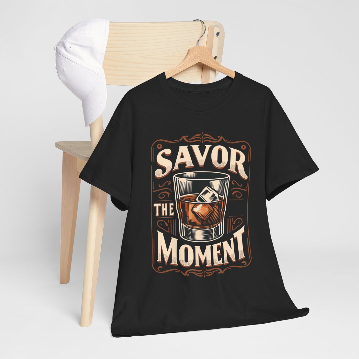 Savor the Moment Heavy Cotton Tee for Women - Perfect Gift for Whiskey Lovers