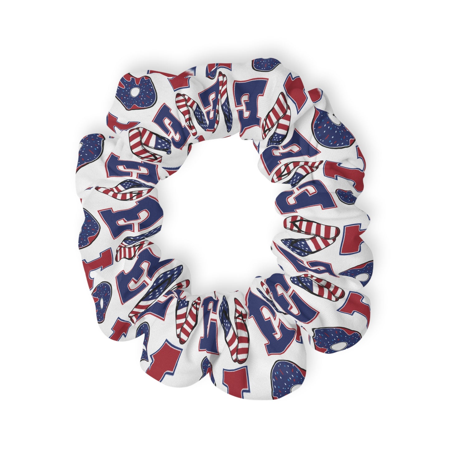 Patriotic Love Scrunchie, Hair Accessory, 4th of July Style, USA Themed Hair Tie, Red White Blue Hair Scrunchie, Gifts for Her