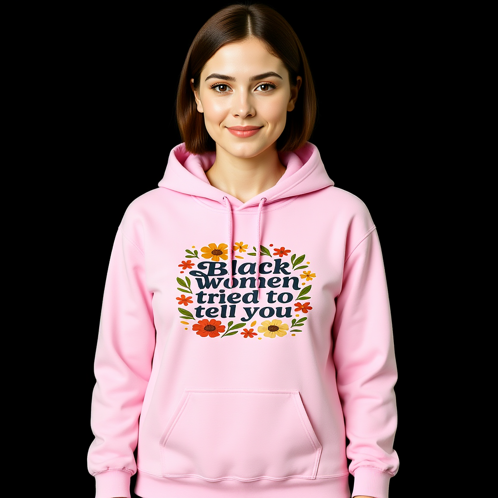 Empowering Floral Hoodie - Black Women Tried to Tell You, Unisex Sweatshirt, Gift for Her, Trendy Casual Wear, Women's Rights Apparel, Gift for Him