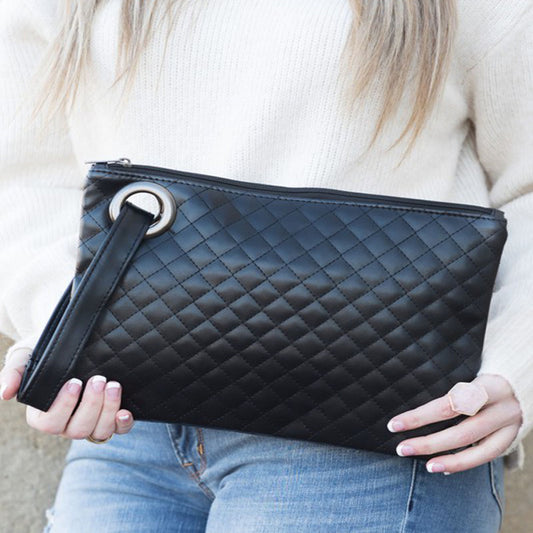 Quilted Wristlet Clutch for Women | Stylish Zip Pouch Wallet | Small Handbag for Everyday Use
