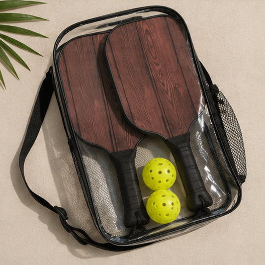 Brown Wood Pickleball Paddle Set with Bag & Balls | Classic Outdoor Pickleball Kit