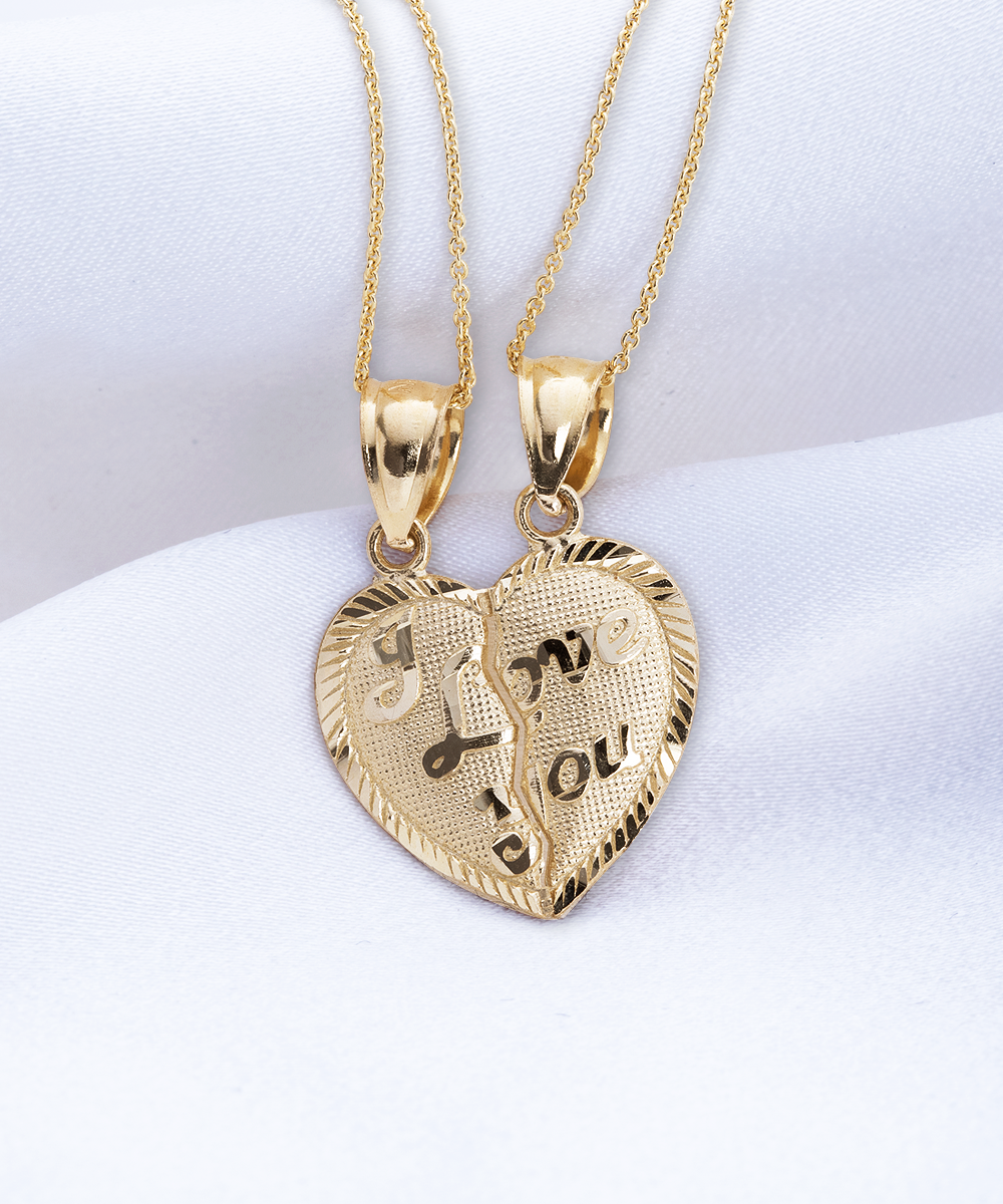 10k Solid Gold Bonded Hearts Necklace