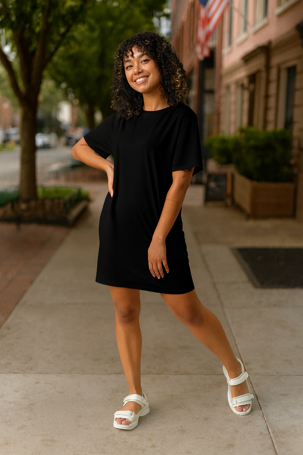 Women’s Oversized Black T-Shirt Dress | Casual Loose Fit Streetwear, Comfy Everyday Outfit