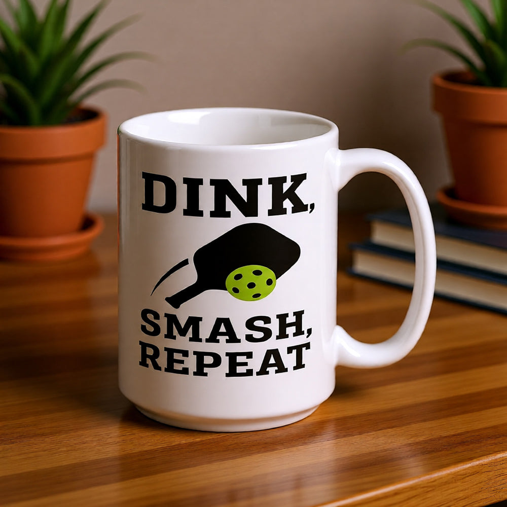 Dink Smash Repeat Pickleball Coffee Mug | Funny Pickleball Lover Gift