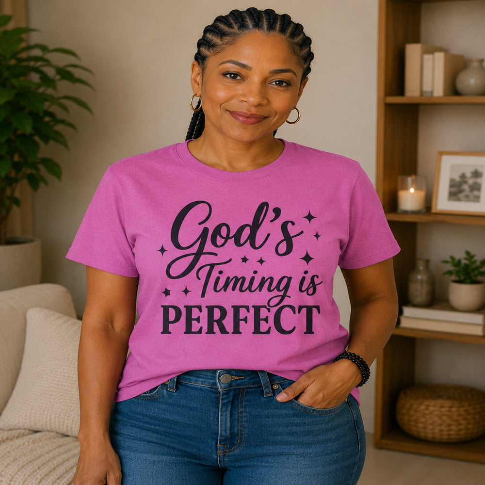 God’s Timing Is Perfect Tee | Inspirational Christian Faith Shirt for Men & Women