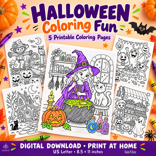 Halloween Coloring Pages for Kids Ages 8+ | 5 Bold and Easy Printables