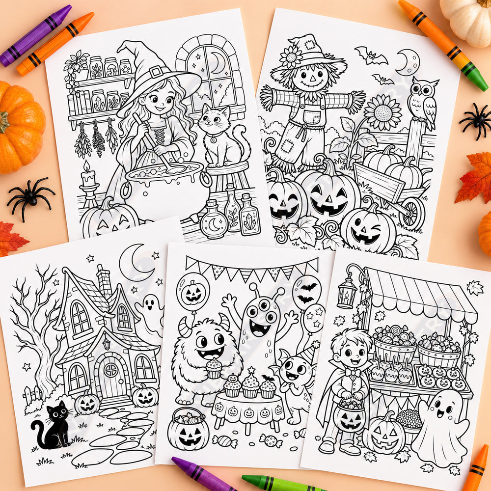 Halloween Coloring Pages for Kids Ages 8+ | 5 Bold and Easy Printables