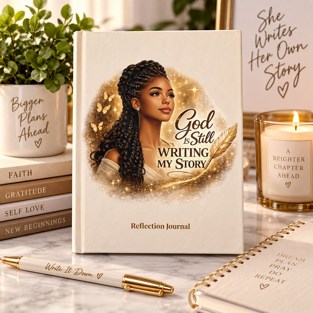God Is Still Writing My Story Journal | Christian Faith Journal | Beige Hardcover Lined Notebook | Inspirational Gift for Women