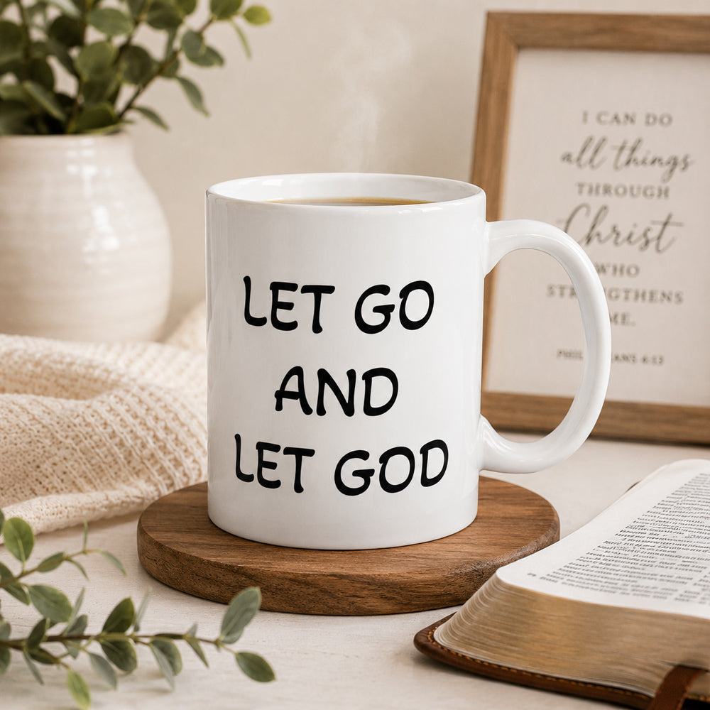Let Go and Let God Mug | Inspirational Christian Coffee Cup for Faith & Encouragement