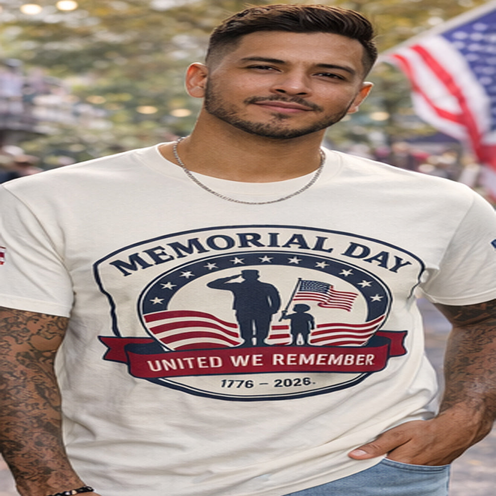 USA Memorial Day 1776–2026 USA 250 Distressed Emblem Tee | Patriotic Red White and Blue T-Shirt