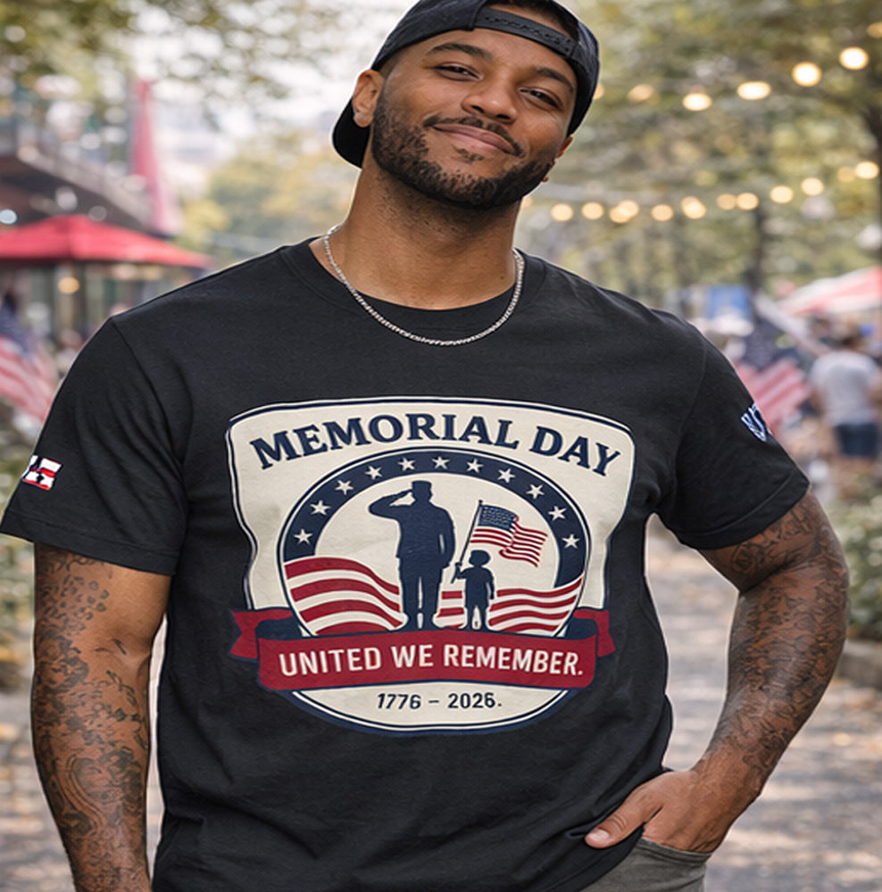USA Memorial Day 1776–2026 USA 250 Distressed Emblem Tee | Patriotic Red White and Blue T-Shirt