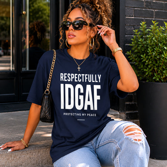 Navy T-Shirt Respectfully IDGAF