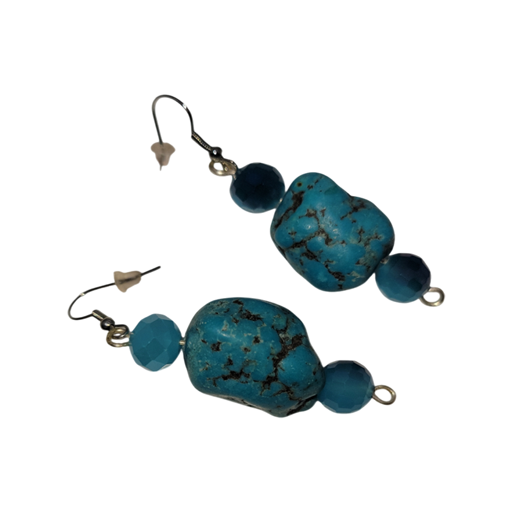 One-of-a-Kind Turquoise Nugget and Beaded Earrings