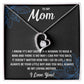 Heart-shaped necklace in a gift box with a message for mom