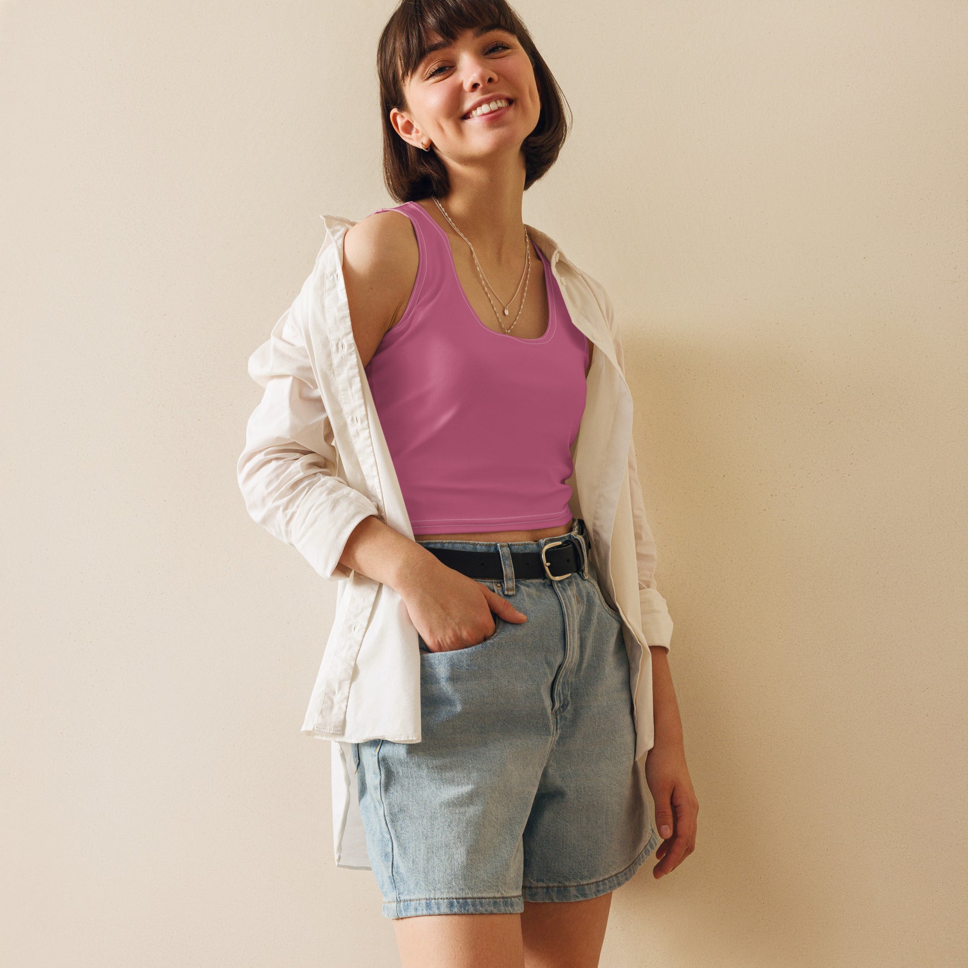 pink crop top