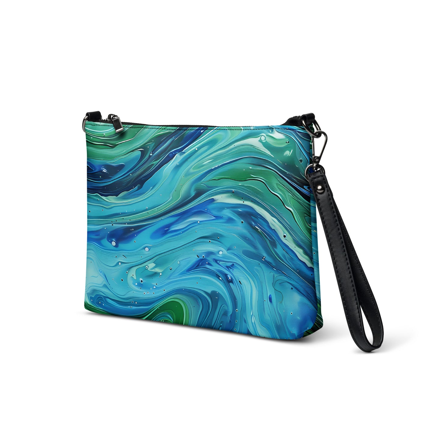 Green and Blue Watercolor Crossbody Bag