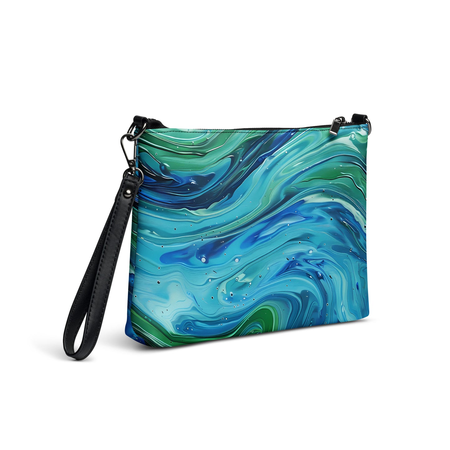 Green and Blue Watercolor Crossbody Bag