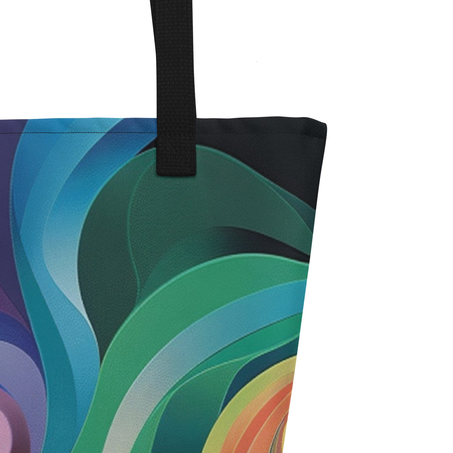 Purple Black Blue Orange Large Tote Bag with Pocket