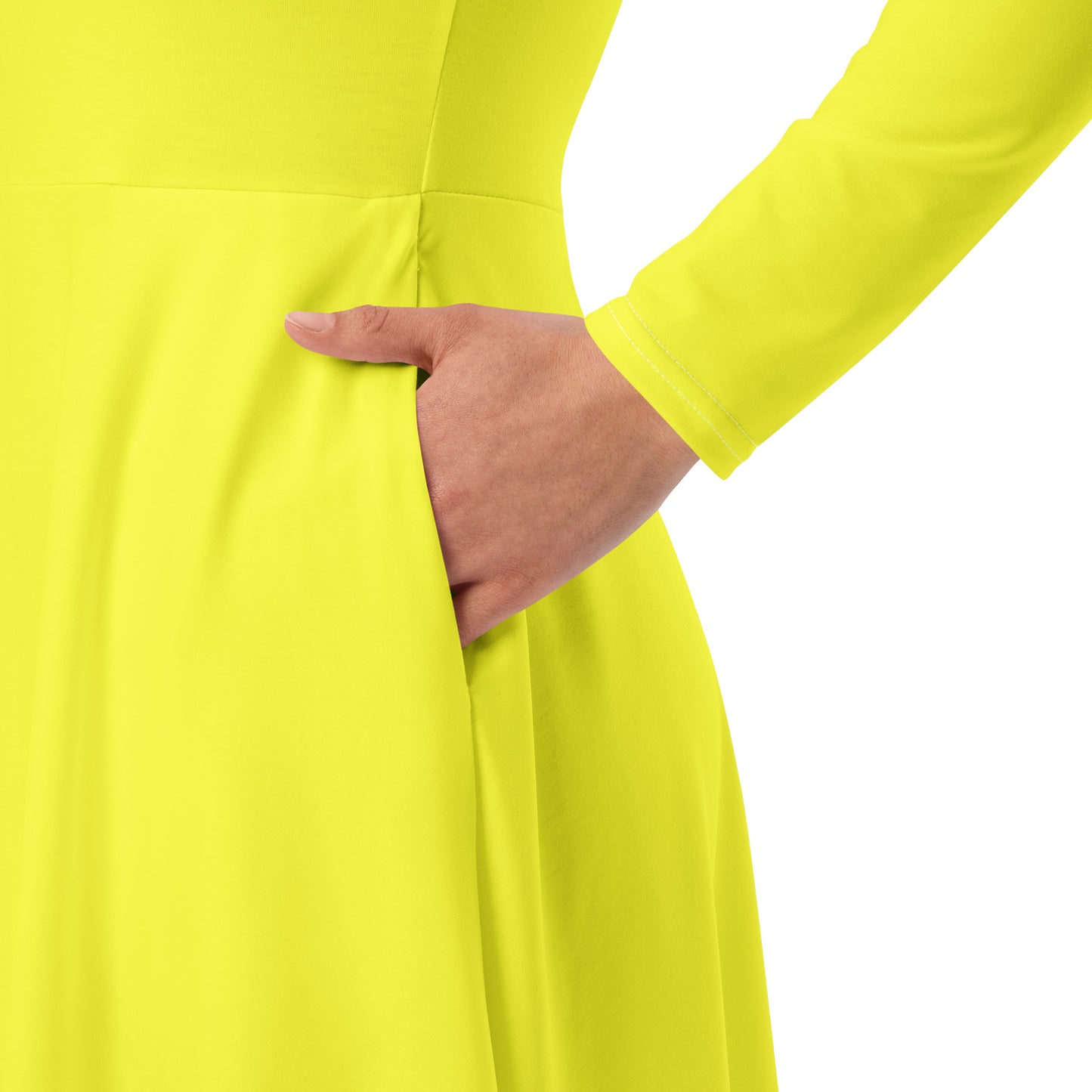 Yellow Long Sleeve Midi Dress