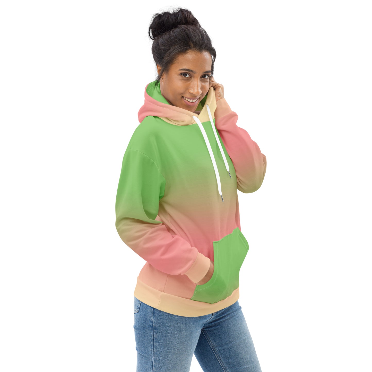 Green and Pink Women Hoodie