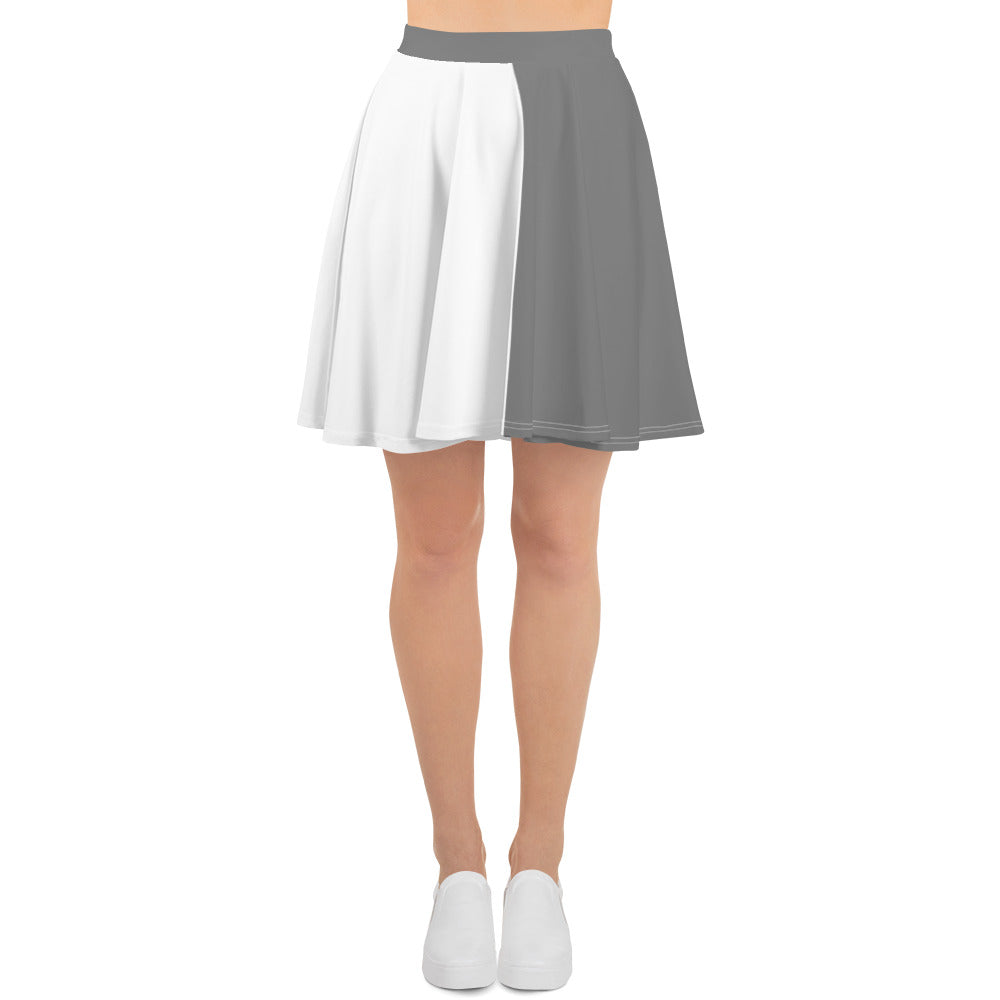 Gray and White Colorblock Skater Skirt