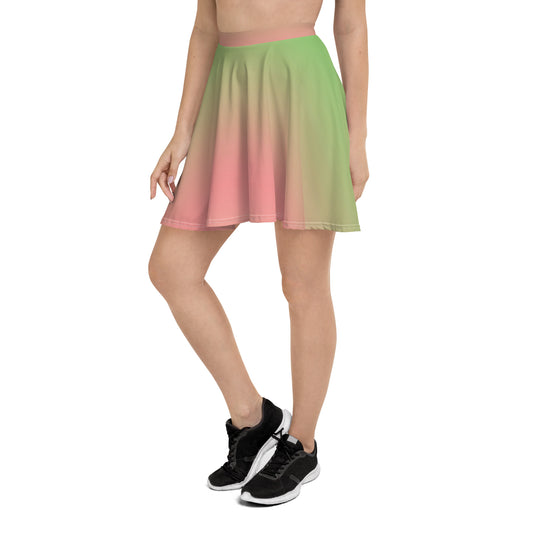 Pink And Green Abstract Skater Skirt