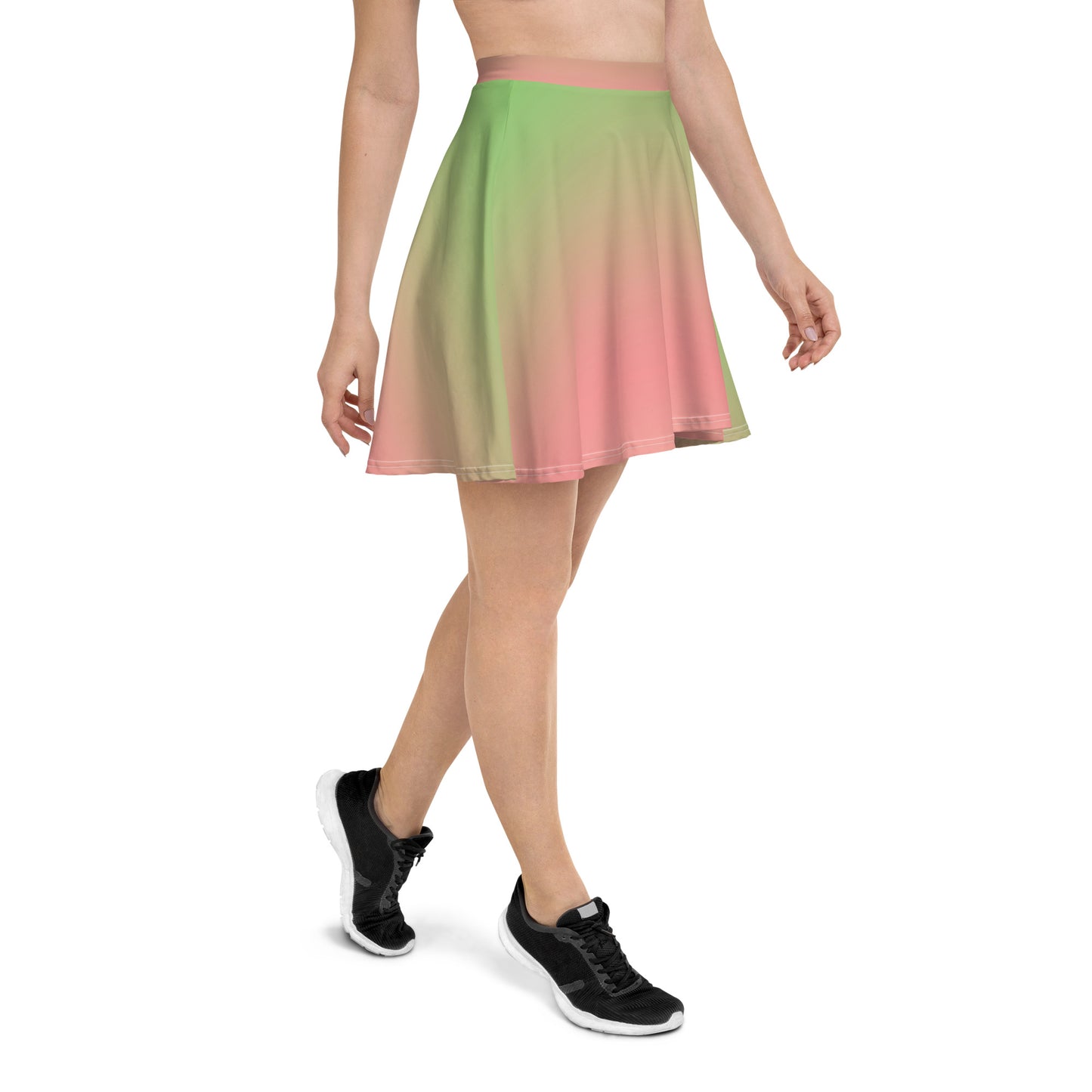 Pink And Green Abstract Skater Skirt