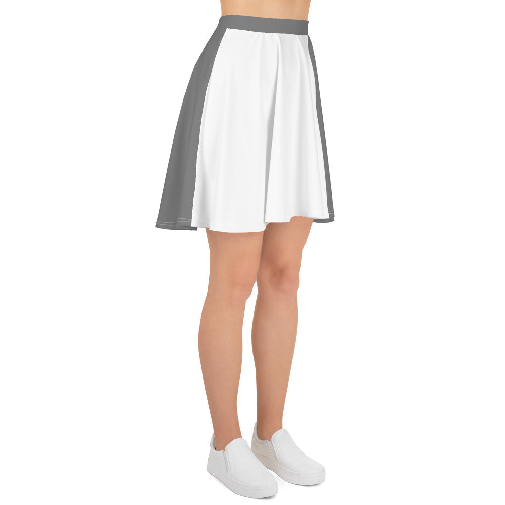 Gray and White Colorblock Skater Skirt