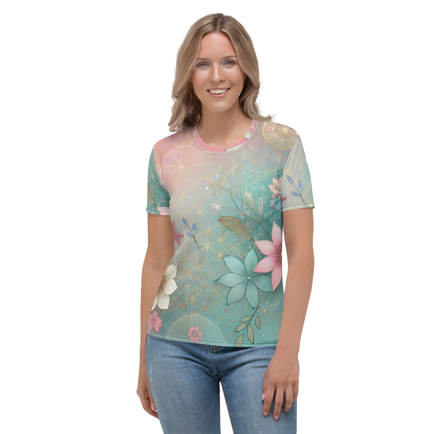 Geometric Abstract Floral Women's T-Shirt