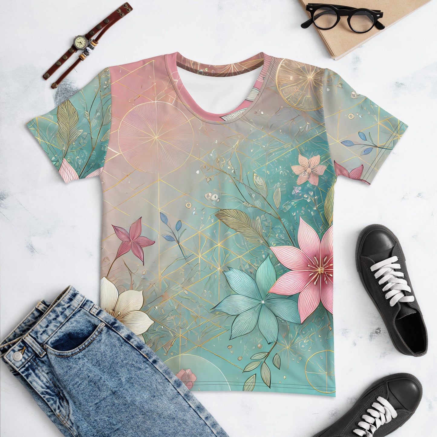 Geometric Abstract Floral Women's T-Shirt