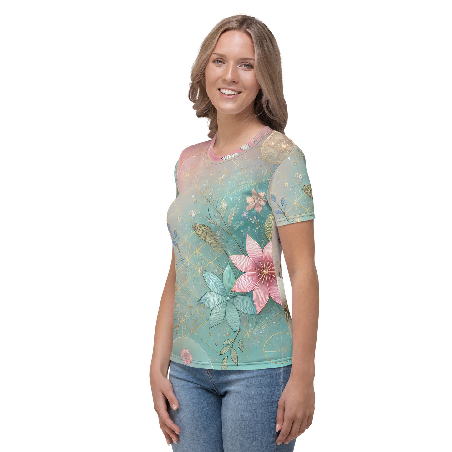 Geometric Abstract Floral Women's T-Shirt