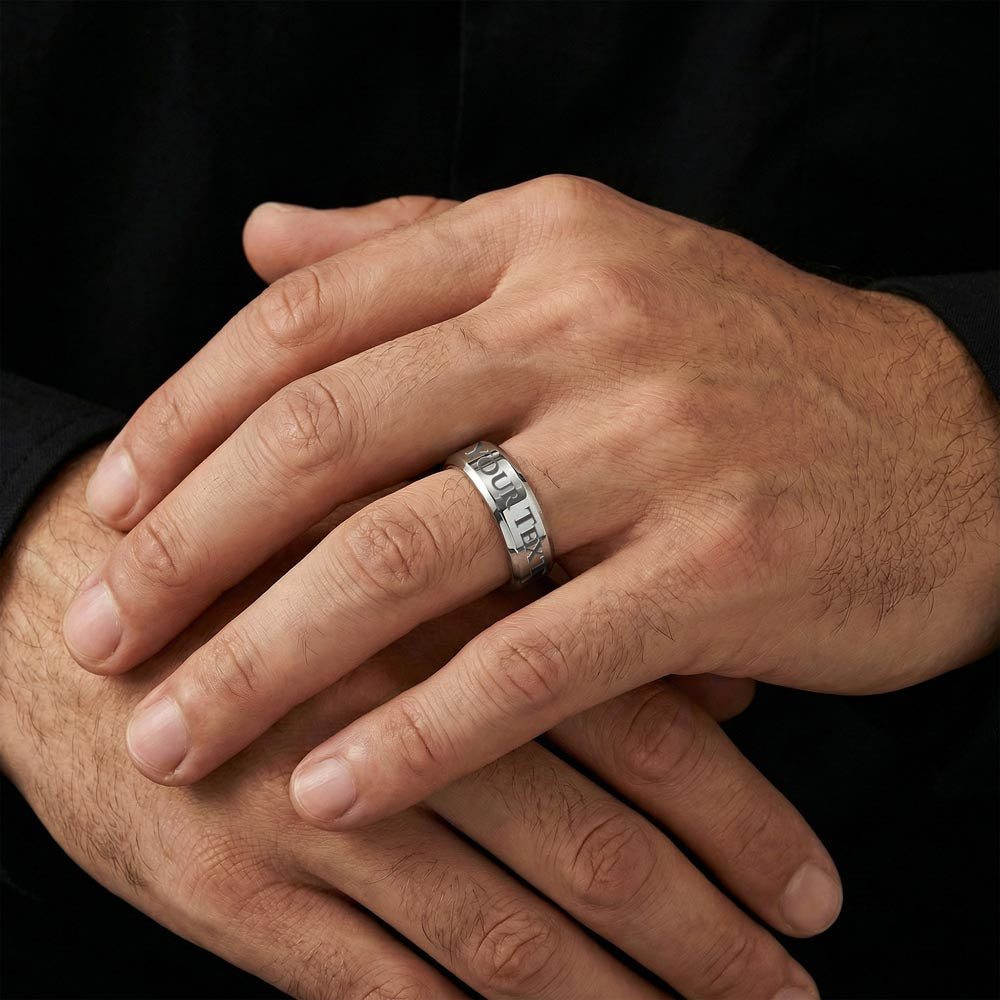 Custom Engraved Men's Ring – Personalized Name, Date or Message Ring | Stainless Steel, Black or Gold Finish Gift for Him