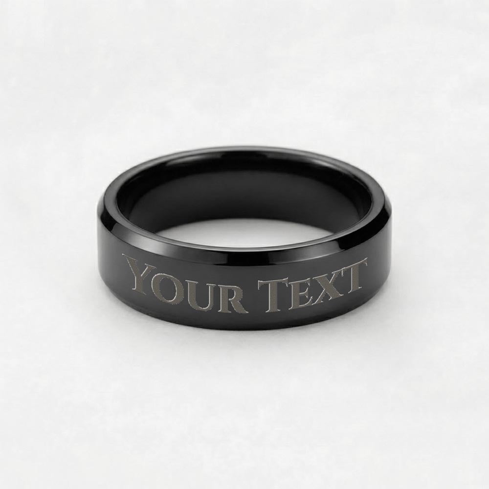 Custom Engraved Men's Ring – Personalized Name, Date or Message Ring | Stainless Steel, Black or Gold Finish Gift for Him