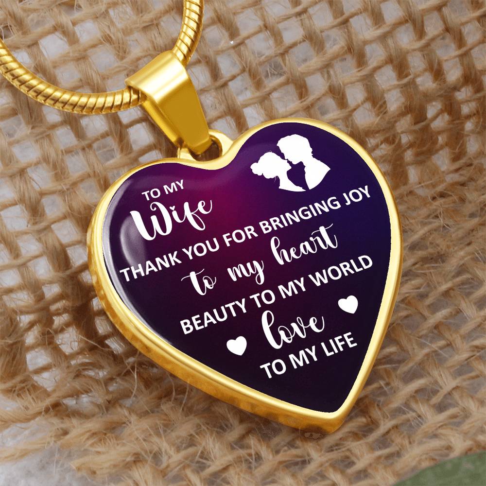 Engraved Heart Necklace for Wife
