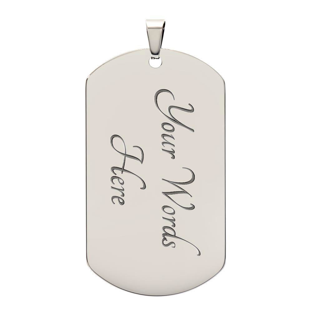 Silver engraved dog tag Christian necklace for men