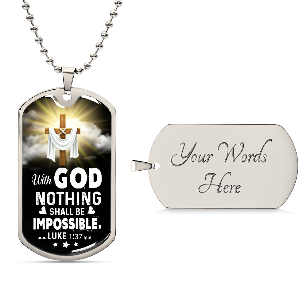 Silver dog tag Christian necklace for men