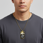 Gold dog tag Christian necklace for men