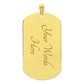 Gold Engravable dog tag Christian necklace for men