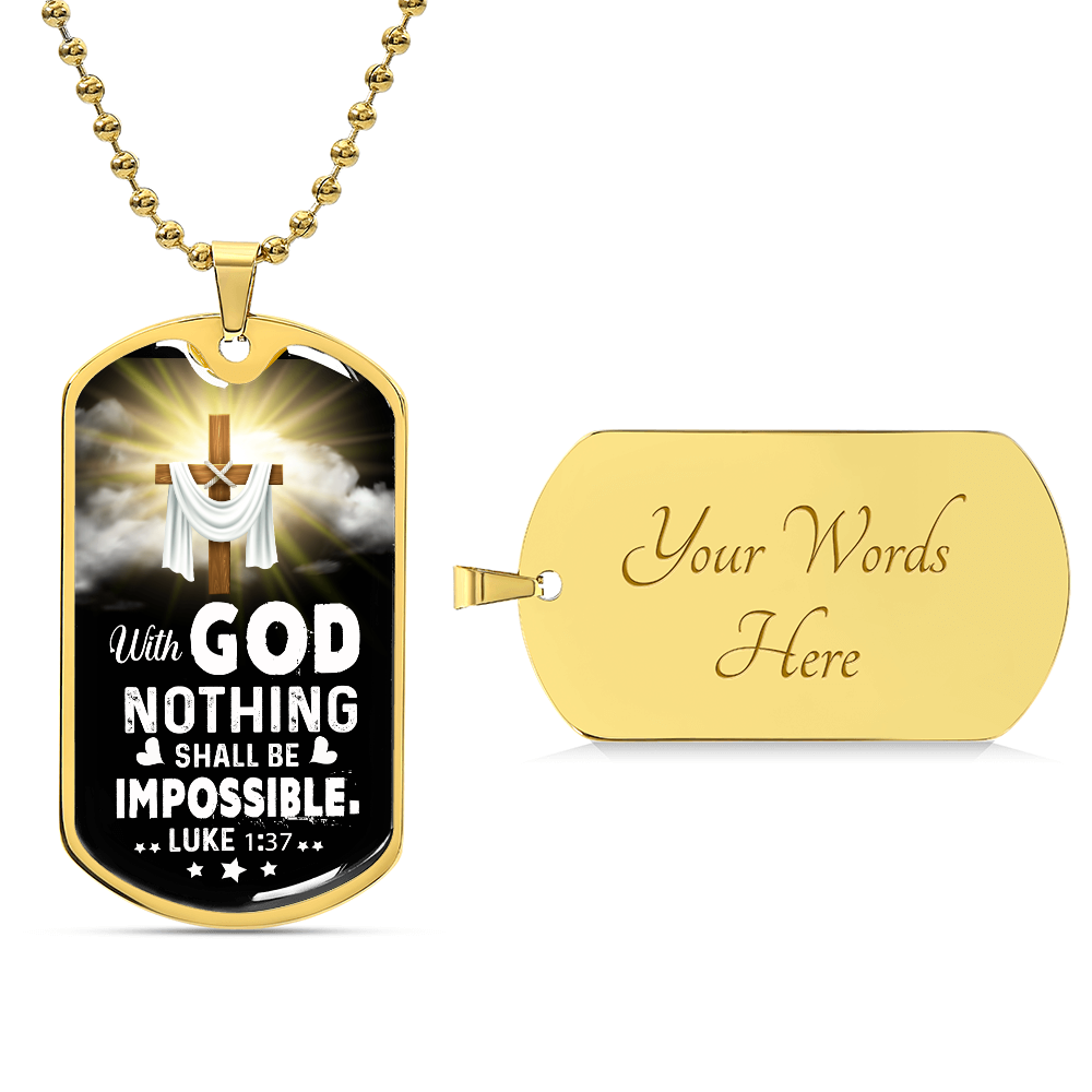 Gold dog tag Christian necklace for men