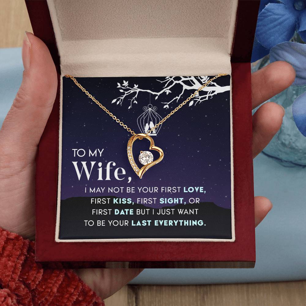 Cubic Zirconia Heart Necklace for Wife with Message Card