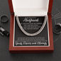 Silver Cuban Link Necklace for Husband with Message Card with Luxury Box