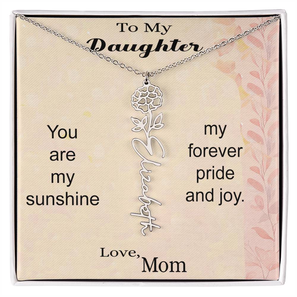 The Zodiac Bloom Name Necklace - A One-of-a-Kind Gift from Mom to Daughter