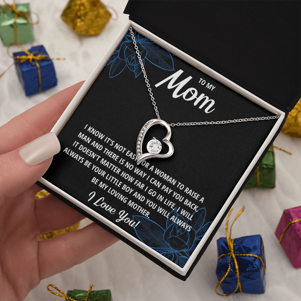 Forever Love Heart Necklace for Mom from Son | Cubic Zirconia Gift for Mother's Day, Birthday or Just Because