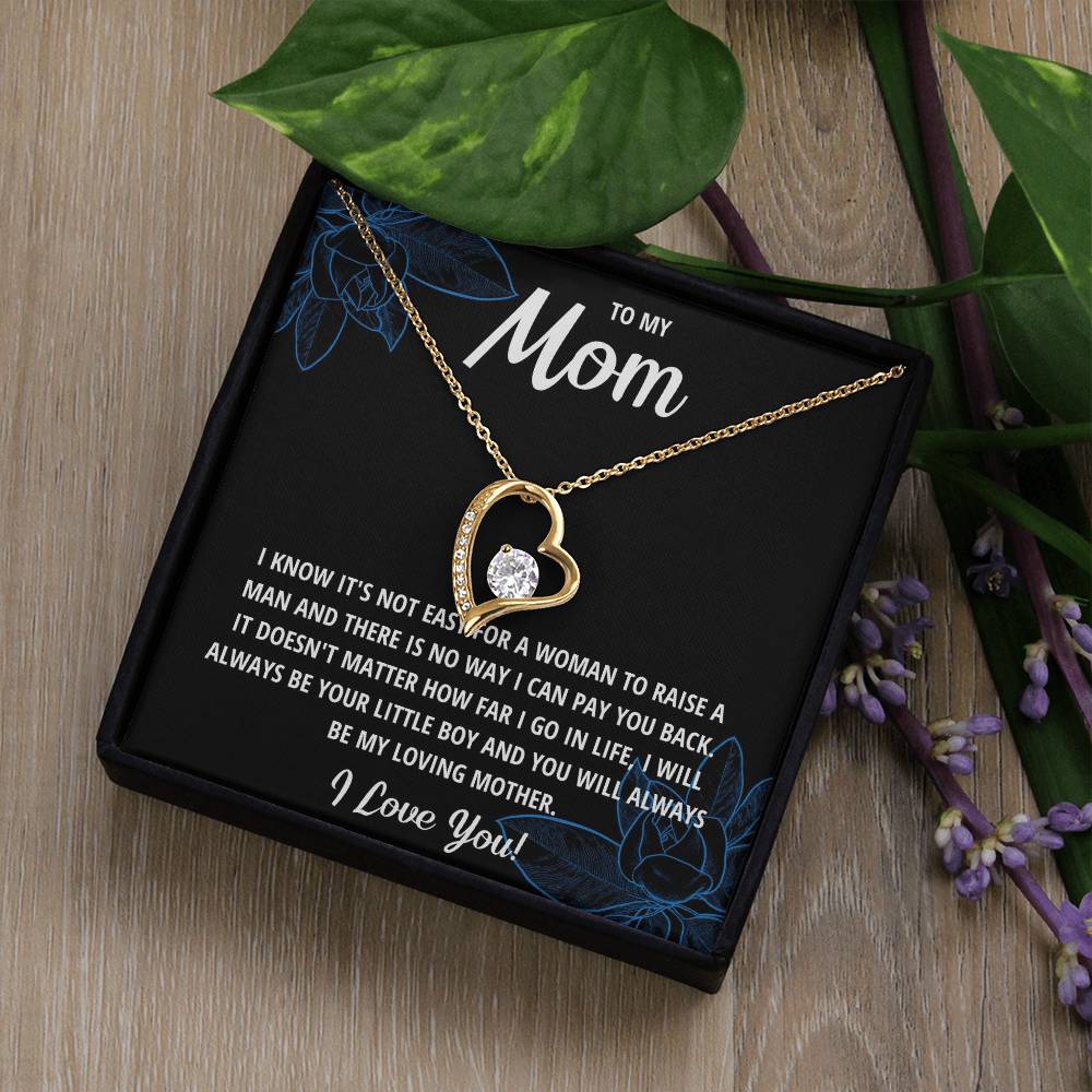 Forever Love Heart Necklace for Mom from Son | Cubic Zirconia Gift for Mother's Day, Birthday or Just Because
