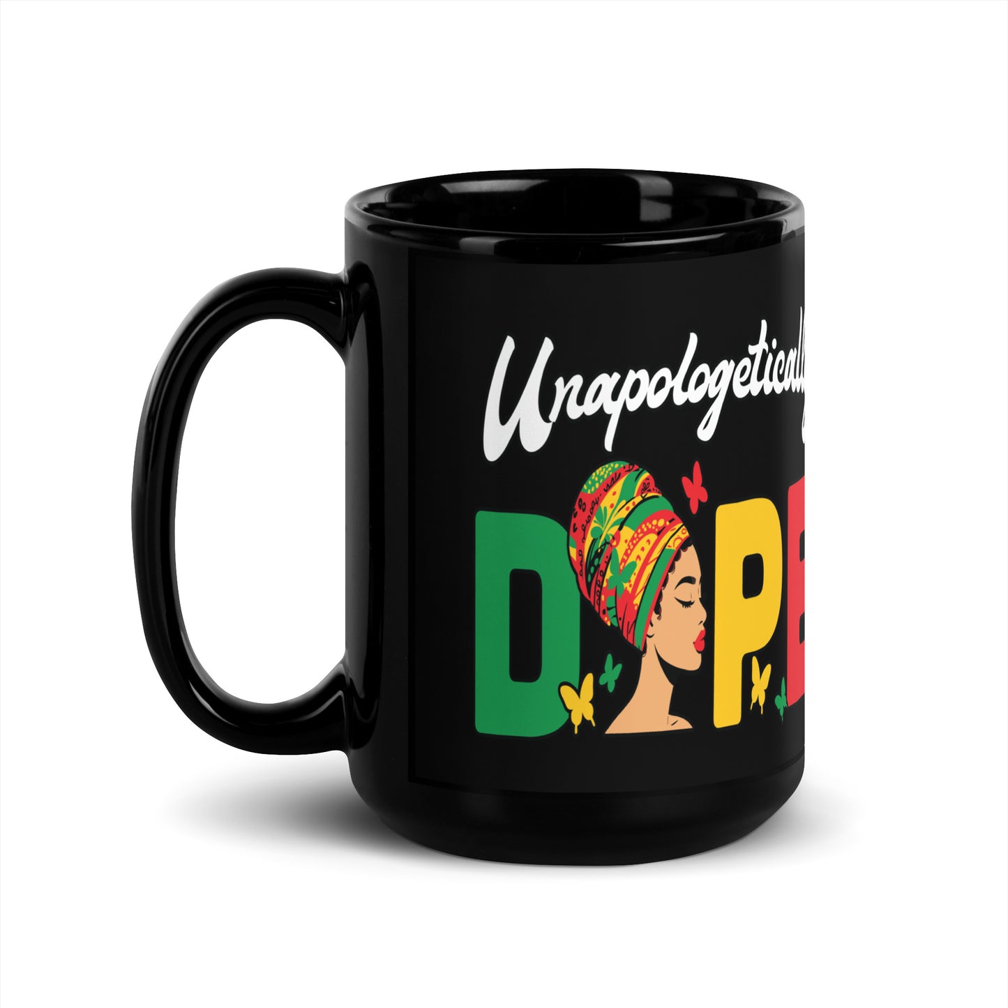 Unapologetically Dope Black Glossy Mug