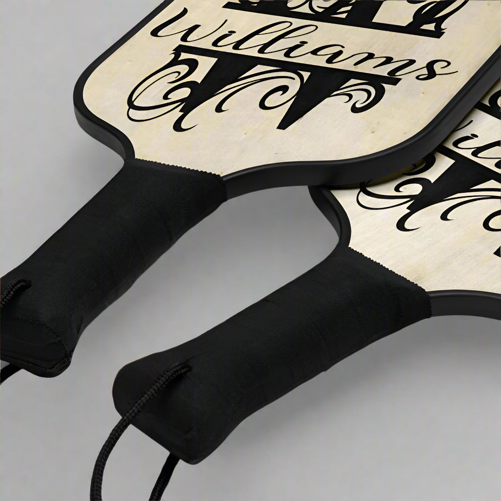 Personalized Monogram Pickleball Paddle Set – Custom Initial & Name Design | Wooden Paddles with Balls & Carry Bag | Unique Pickleball Gift