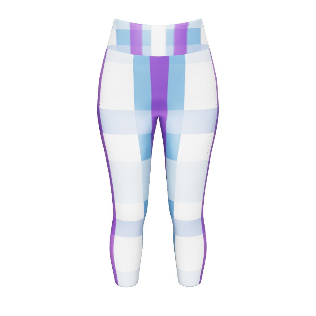 Purple Abstract Stripe Yoga Capri Leggings